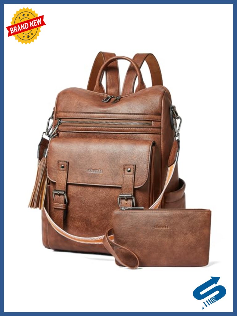 Vegan Leather Convertible Backpack Purse For Work College Laptop